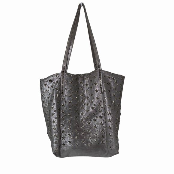 Jimmy Choo Tote Bag Silver Calf Leather with Star Stud Embellishments 2000s - Picture 3 of 4